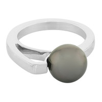 Zilveren ring met een Tahiti parel