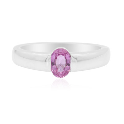 Zilveren ring met een roze saffier