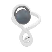 Zilveren ring met een Tahiti parel (TPC)