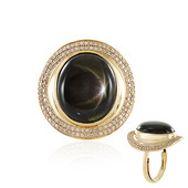 Gouden ring met een zwarte ster saffier (de Melo)