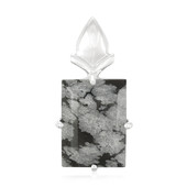 Zilveren hanger met een sneeuwvlokken obsidiaan