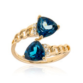 Gouden ring met Londen-blauwe topaasstenen