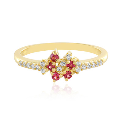 Zilveren ring met roze spinelstenen