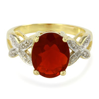 Gouden ring met een Salamanca vuur opaal