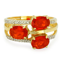 Gouden ring met Salamanca vuur opalen