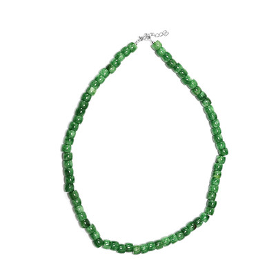 Zilveren halsketting met groene agaten
