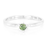 Zilveren ring met een smaragdgroene diamant