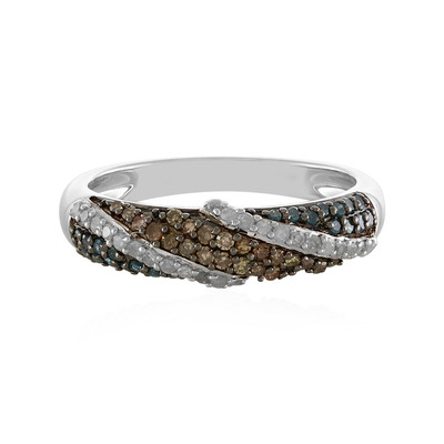Zilveren ring met I4 Blauwe DIamanten