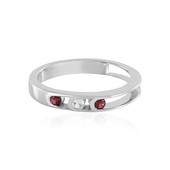 Zilveren ring met edele rode spinelstenen