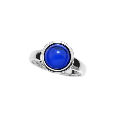 Zilveren ring met een Blauwe Colombiaanse Barnsteen (dagen)