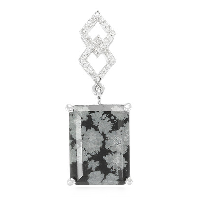 Zilveren hanger met een sneeuwvlokken obsidiaan
