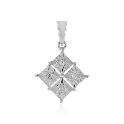 Zilveren hanger met I2 (H) Diamanten
