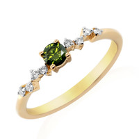 Zilveren ring met een I2 Groene Diamant