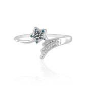 Zilveren ring met blauwe SI1 diamanten