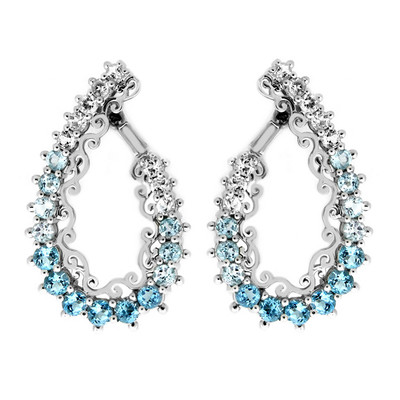 Zilveren oorbellen met Zwitsers-blauwe topaasstenen (Dallas Prince Designs)