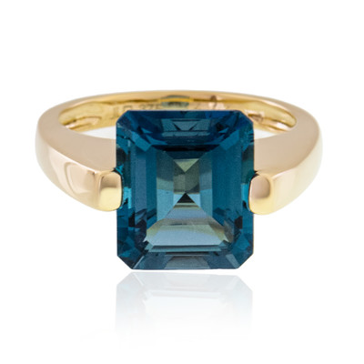 Gouden ring met een Londen-blauwe topaas (de Melo)