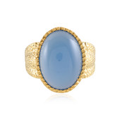 Messing ring met een Blauwe chalcedoon (Juwelo Style)