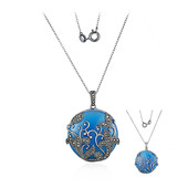 Zilveren halsketting met een Blauwe agaat