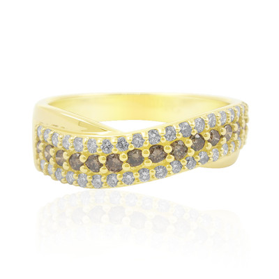 Gouden ring met SI2 Champagne Diamanten