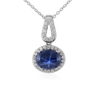 Zilveren halsketting met een blauwe ster saffier