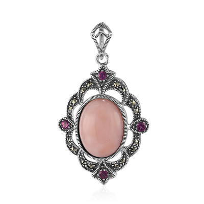 Zilveren hanger met een roze opaal (Annette classic)