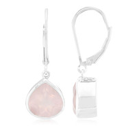 Zilveren oorbellen met Angelandia-rozenkwartskristallen