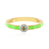 Zilveren ring met een I4 Groene Diamant