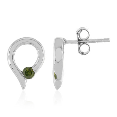 Zilveren oorbellen met I3 Groene Diamanten