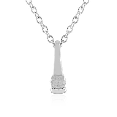 Zilveren halsketting met een I4 (J) Diamant