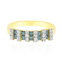 Gouden ring met blauwe SI2 diamanten
