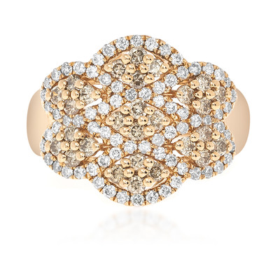 Gouden ring met SI2 Bruine Diamanten