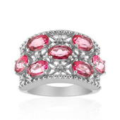 Zilveren ring met roze topaasstenen