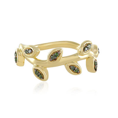 Gouden ring met I4 Groene Diamanten