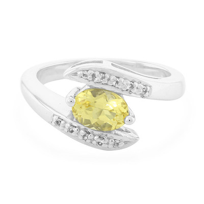 Zilveren ring met een gele beril