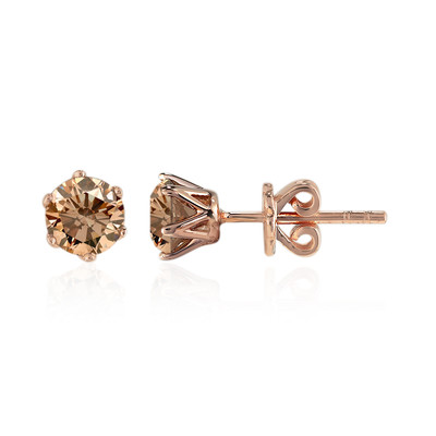 Gouden oorbellen met VS1 Argyle-Rose de France-Diamanten (Annette)