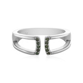Zilveren ring met I2 Groene Diamanten