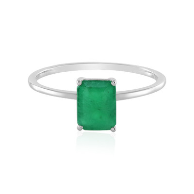 Platina ring met een Braziliaanse smaragd