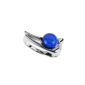 Zilveren ring met een Blauwe Colombiaanse Barnsteen (dagen)