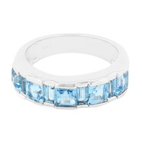 Zilveren ring met Zwitsers-blauwe topaasstenen