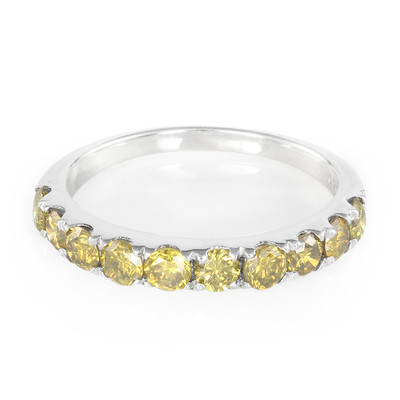 Zilveren ring met gele diamanten