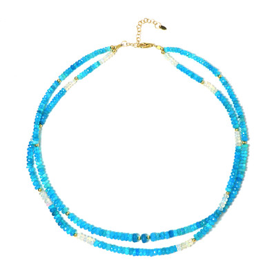 Zilveren halsketting met Blauwe Ethiopische Opalen (Riya)