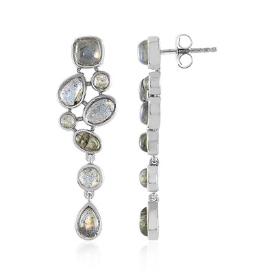 Zilveren oorbellen met Koperen Minary Labradorieten (KM by Juwelo)