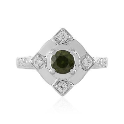 Zilveren ring met een Groene Ceylon Zirkoon