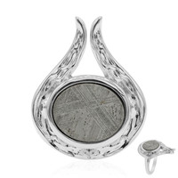 Zilveren ring met een Ijzer Meteoriet