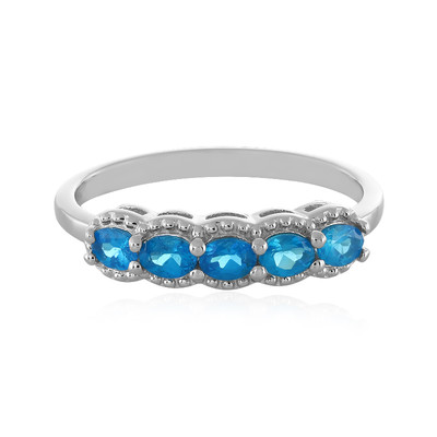 Zilveren ring met neon blauwe apatieten