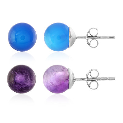 Zilveren oorbellen met Blauwe Onyxen