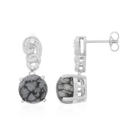 Zilveren oorbellen met sneewvlokken obsidiaanstenen