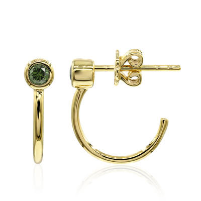 Gouden oorbellen met groene VS1 diamanten (Annette)