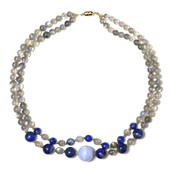 Zilveren halsketting met een blauwe kant agaat (Riya)