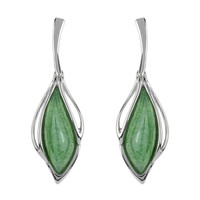 Zilveren oorbellen met groene kwartskristallen